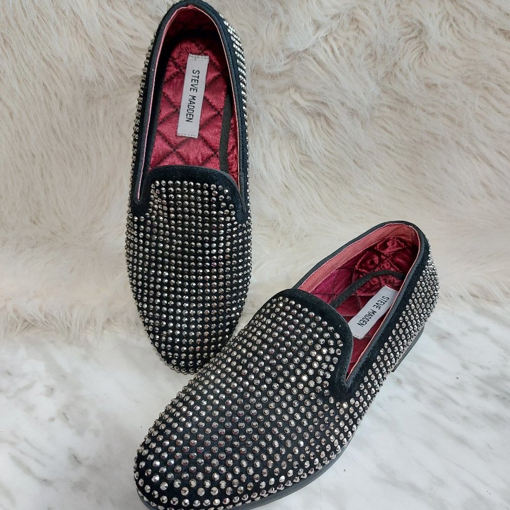 Steve Madden Caviarr Rhinestone Men's Black Loafers US 7